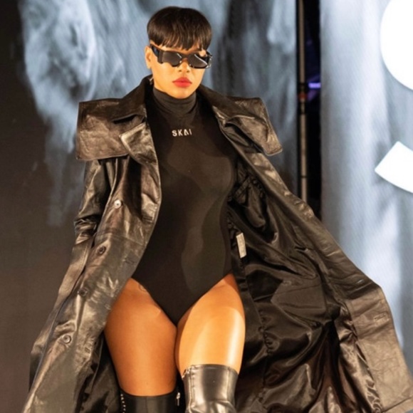 100% vegan leather trench coat